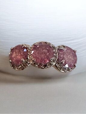 Pink Triple-Cushion Halo Ring - Women Jewelry